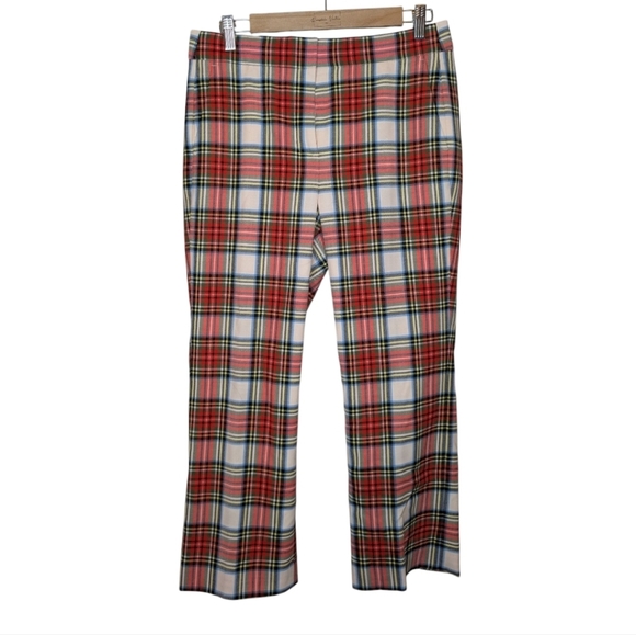 J Crew Willa Cropped Flare Pant in Snowy Stewart Tartan Wool Blend 8P - Picture 1 of 15
